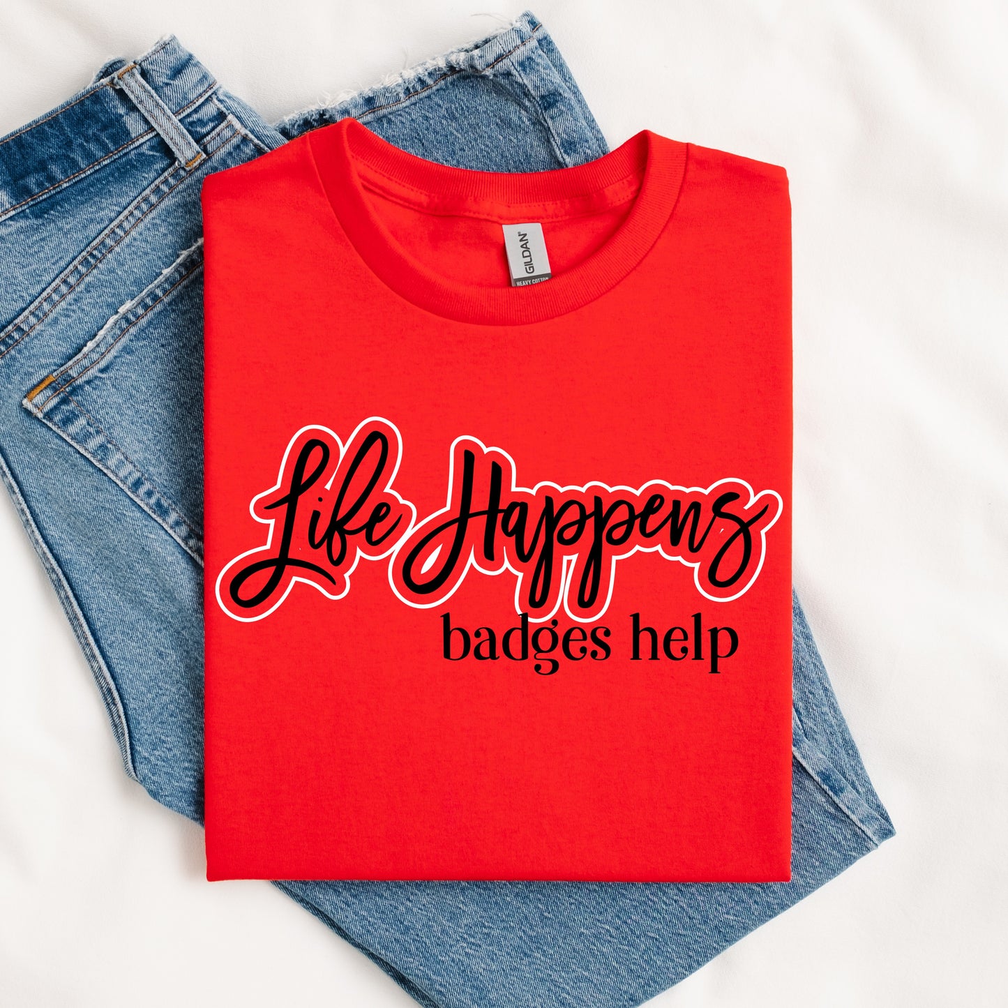 Life Happens Badges Help - Red